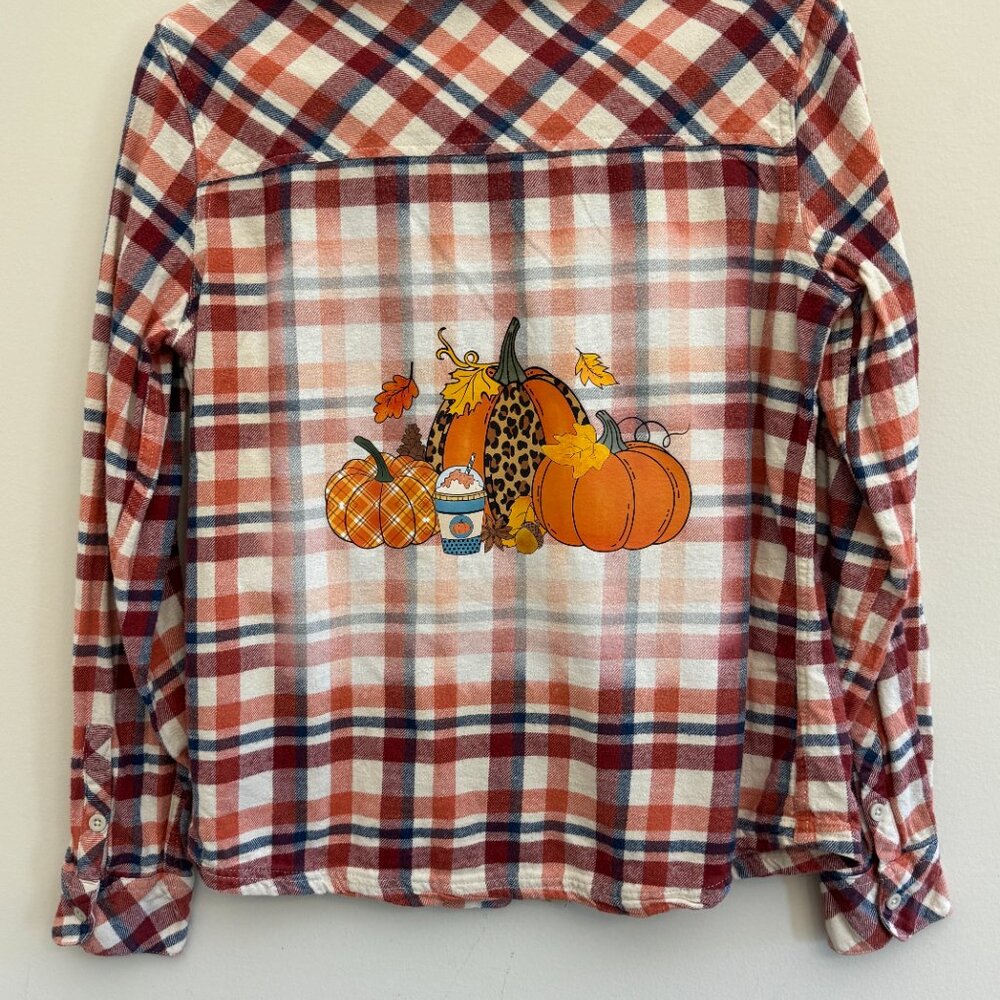 Eastern Mountain Sports Flannel - Upcycled Fall Pumpkin Transfer